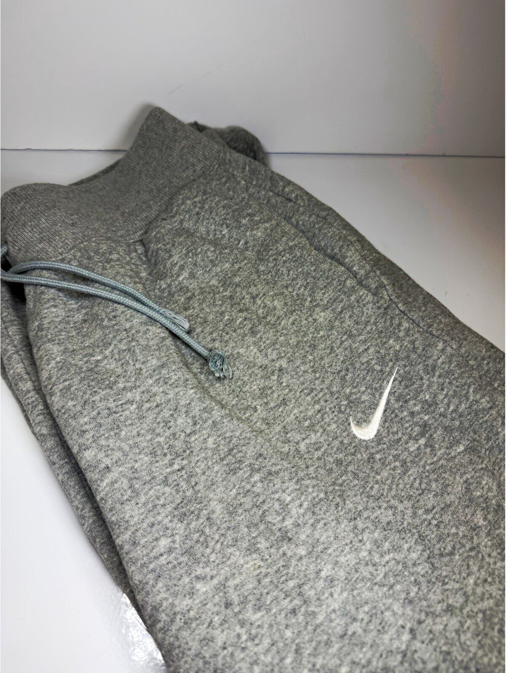 Nike Womens Wide Leg Gray Fleece Cotton Sweatpants Drawstring M